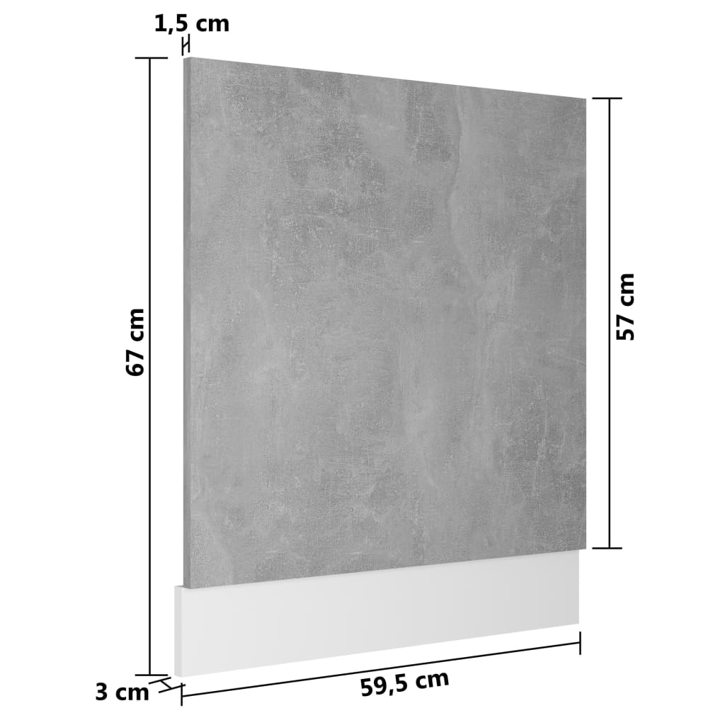 vidaXL Panel do zabudowy zmywarki "Lyon" szarość betonu 595x3x67 cm