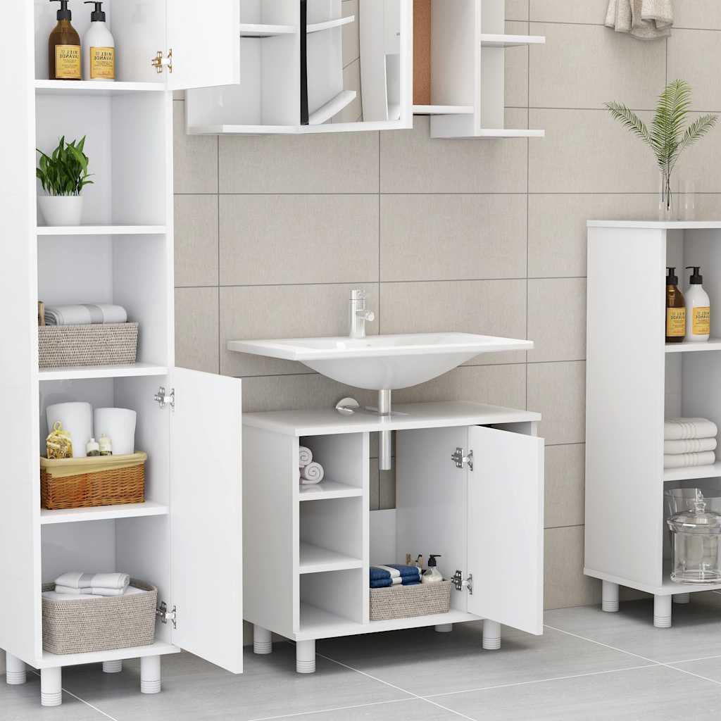vidaXL Szafka łazienkowa, biała 60x32x53,5 cm, materiał drewnopochodny
