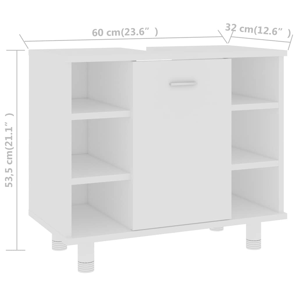 vidaXL Szafka łazienkowa, biała 60x32x53,5 cm, materiał drewnopochodny