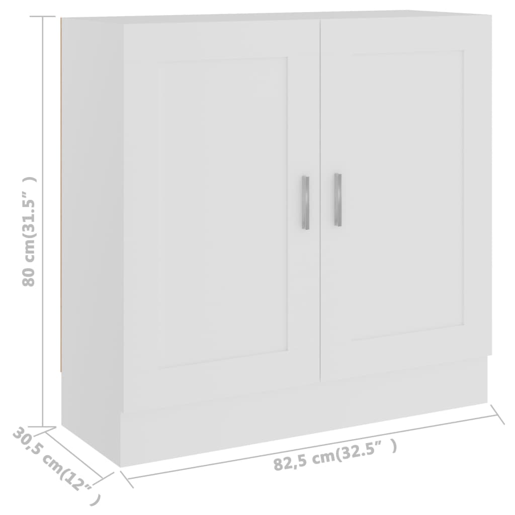 vidaXL Regał na książki, biel 82,5x30,5x80 cm, materiał drewnopochodny
