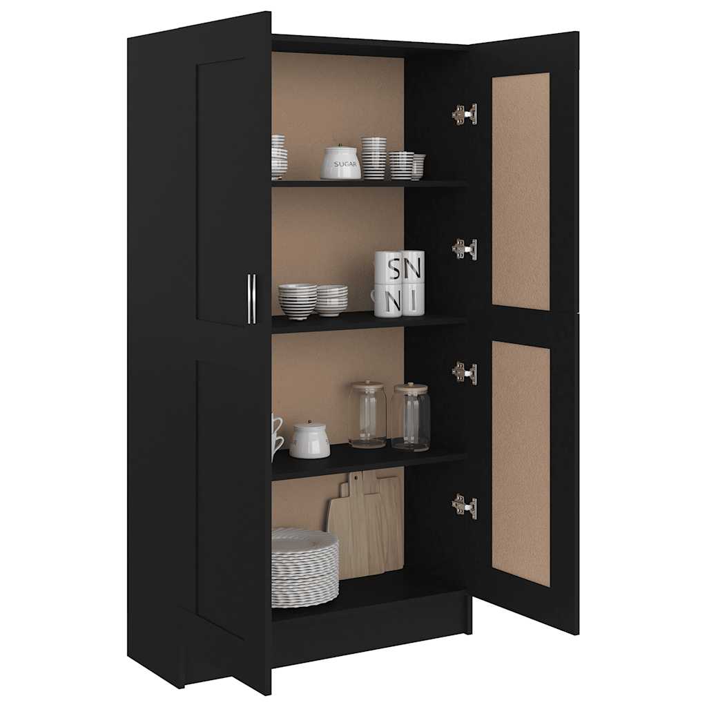 vidaXL Szafka, czarna, 82,5x30,5x150 cm, materiał drewnopochodny