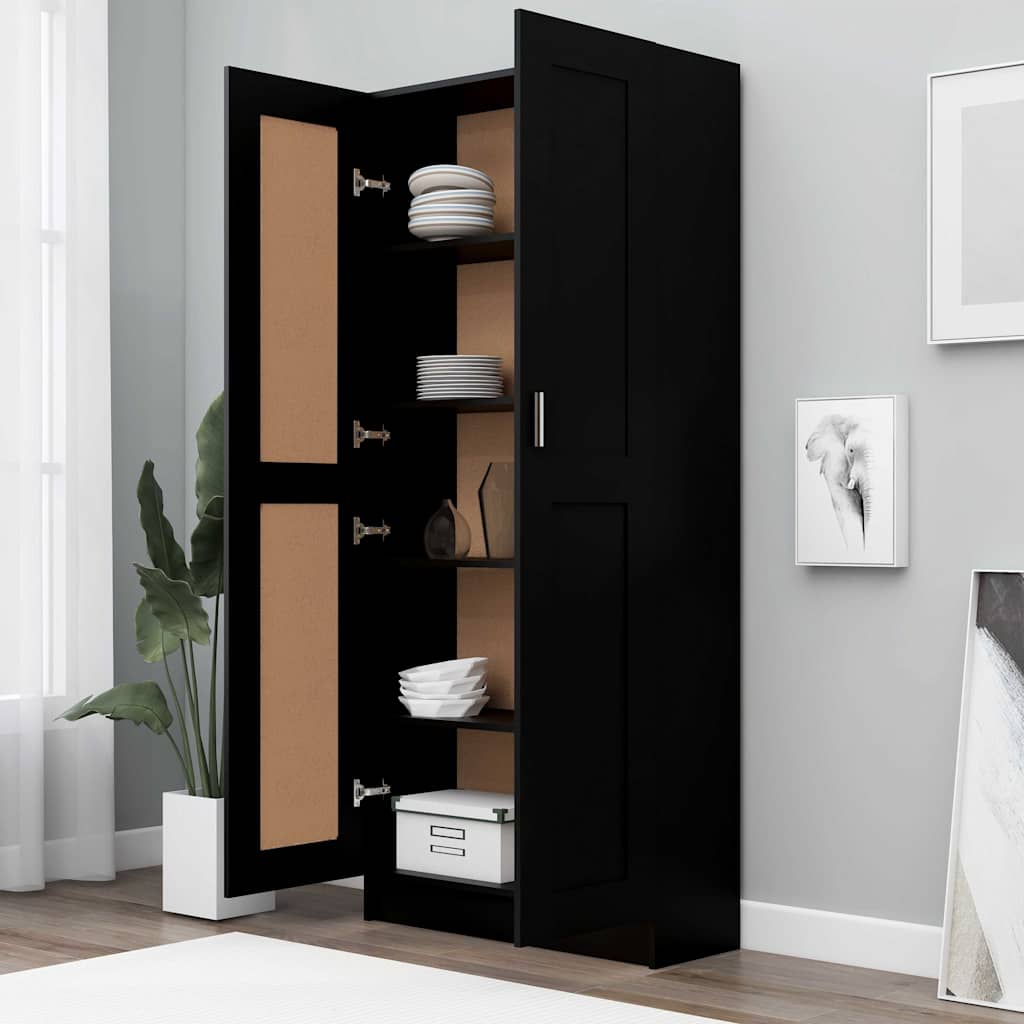 vidaXL Szafka, czarna, 82,5x30,5x185,5 cm, materiał drewnopochodny