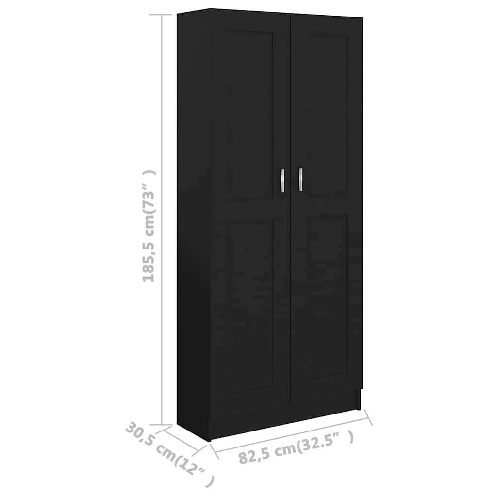 vidaXL Szafka, czarna, 82,5x30,5x185,5 cm, materiał drewnopochodny