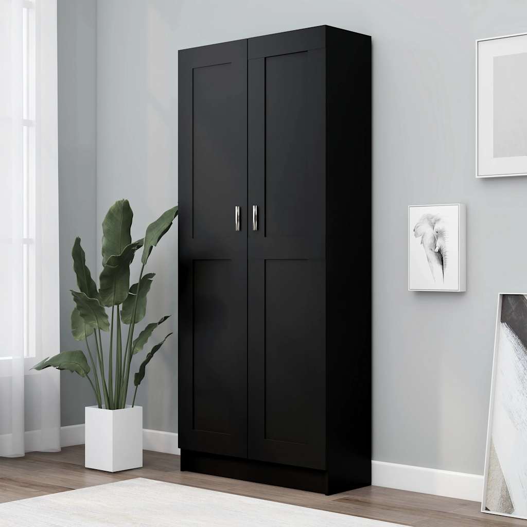 vidaXL Szafka, czarna, 82,5x30,5x185,5 cm, materiał drewnopochodny