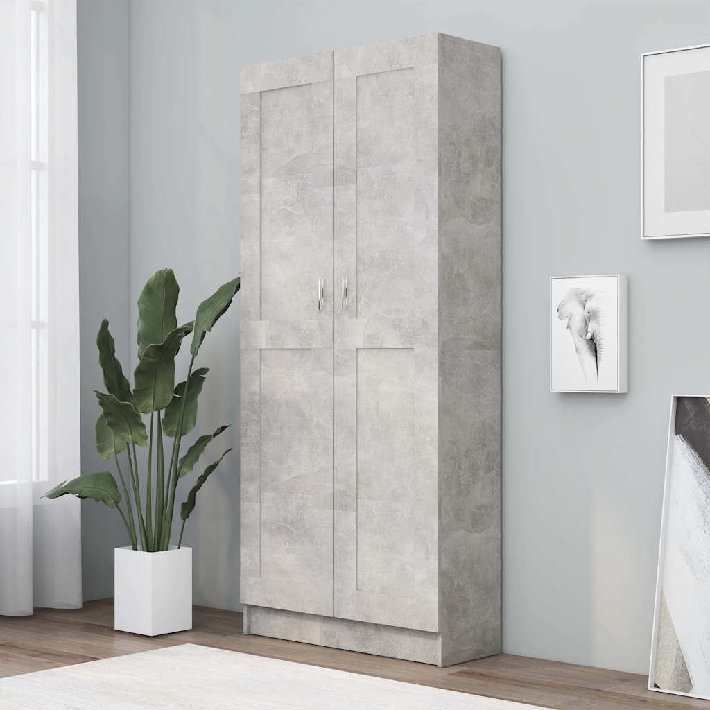 vidaXL Szafka na książki, szarość betonu, 82,5x30,5x185,5 cm, płyta