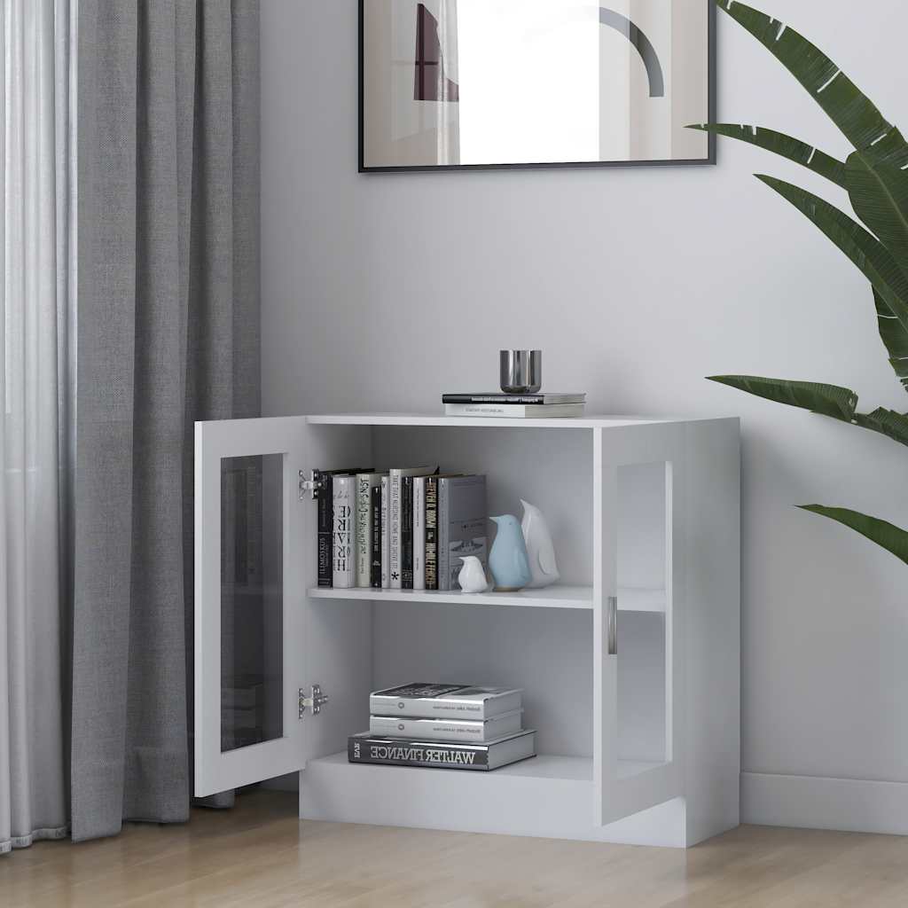 vidaXL Witryna, biała, 82,5x30,5x80 cm, materiał drewnopochodny