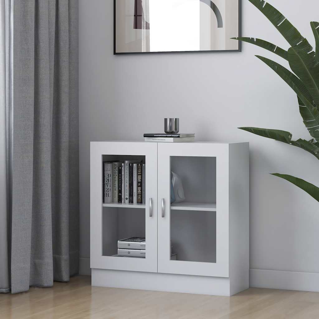 vidaXL Witryna, biała, 82,5x30,5x80 cm, materiał drewnopochodny