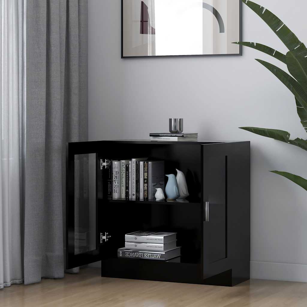 vidaXL Witryna, czarna, 82,5x30,5x80 cm, materiał drewnopochodny