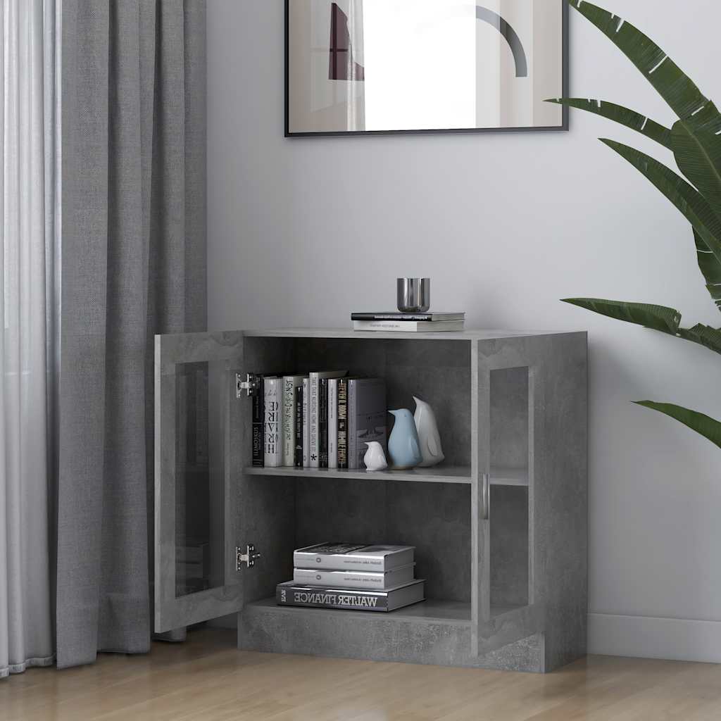vidaXL Witryna, szarość betonu 82,5x30,5x80 cm materiał drewnopochodny