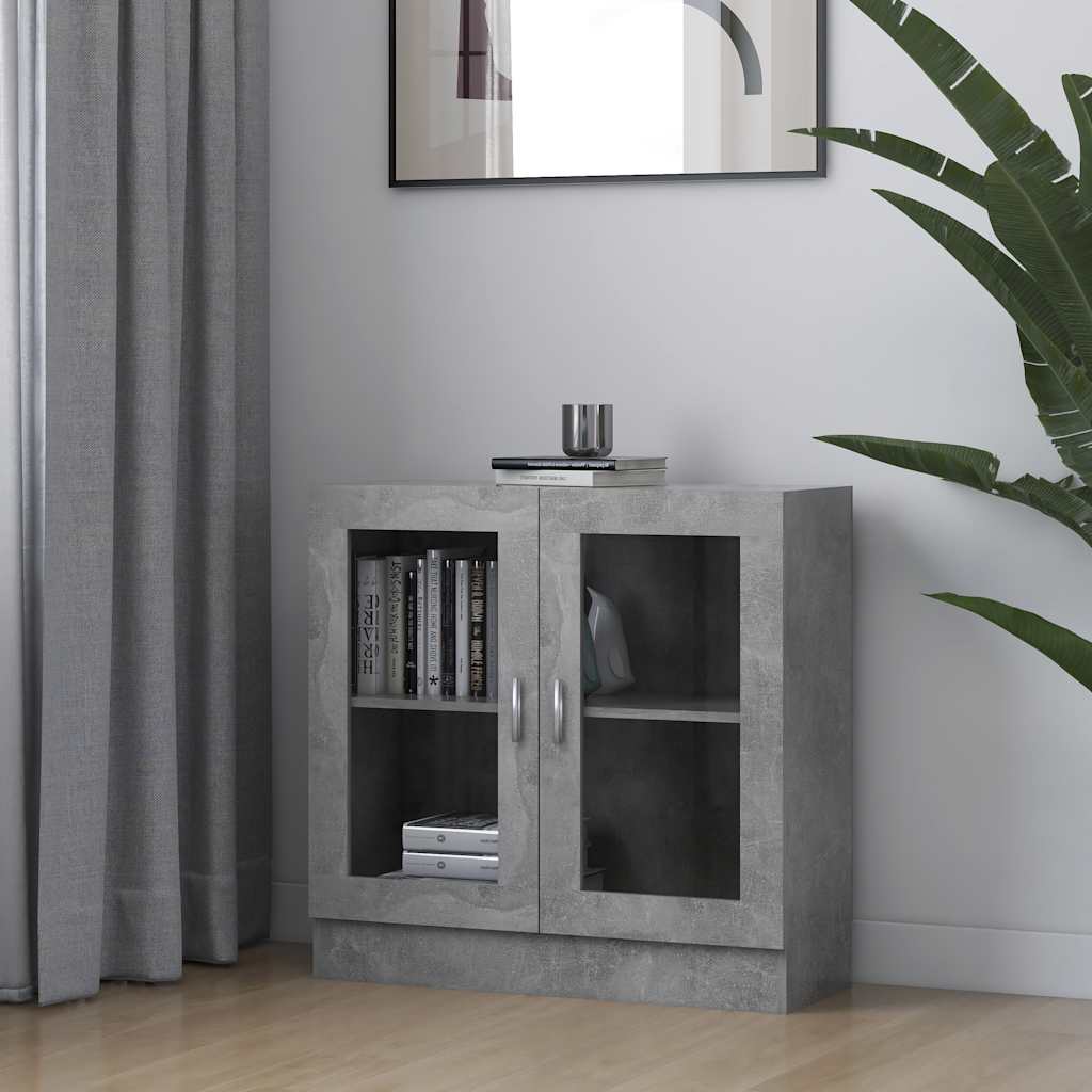 vidaXL Witryna, szarość betonu 82,5x30,5x80 cm materiał drewnopochodny