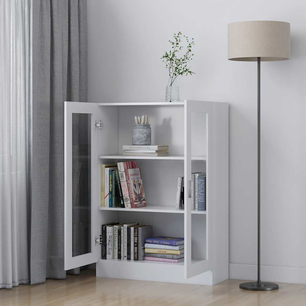 vidaXL Witryna, biała, 82,5x30,5x115 cm, materiał drewnopochodny
