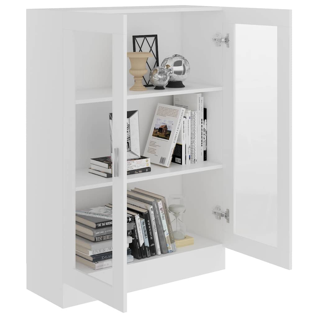 vidaXL Witryna, biała, 82,5x30,5x115 cm, materiał drewnopochodny