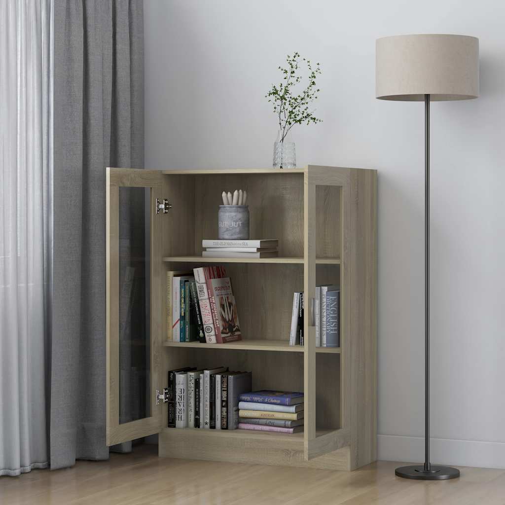 vidaXL Witryna, dąb sonoma, 82,5x30,5x115 cm, materiał drewnopochodny
