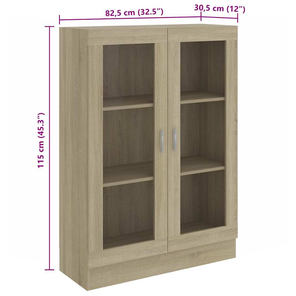 vidaXL Witryna, dąb sonoma, 82,5x30,5x115 cm, materiał drewnopochodny