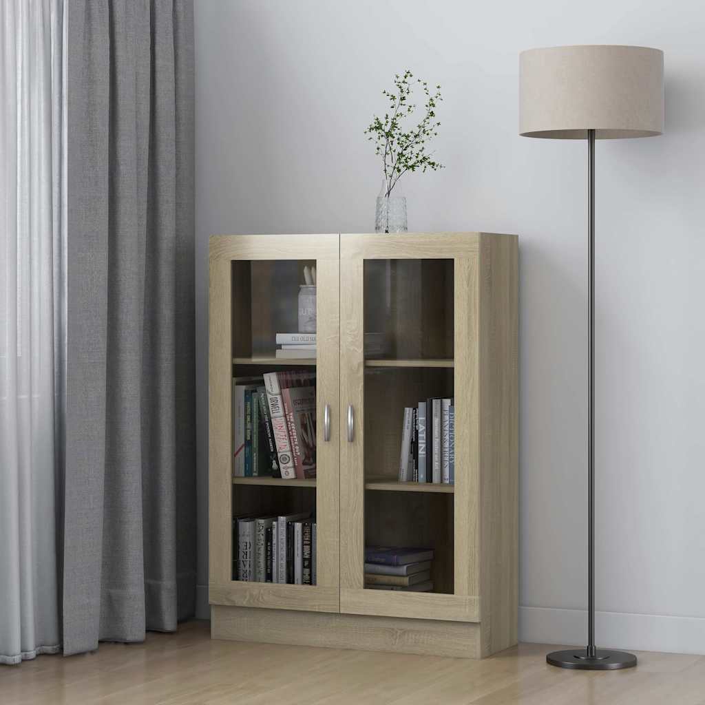 vidaXL Witryna, dąb sonoma, 82,5x30,5x115 cm, materiał drewnopochodny
