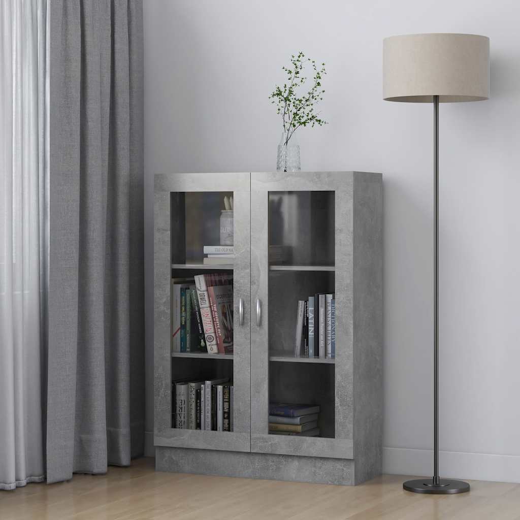 vidaXL Witryna, szarość betonu, 82,5x30,5x115 cm
