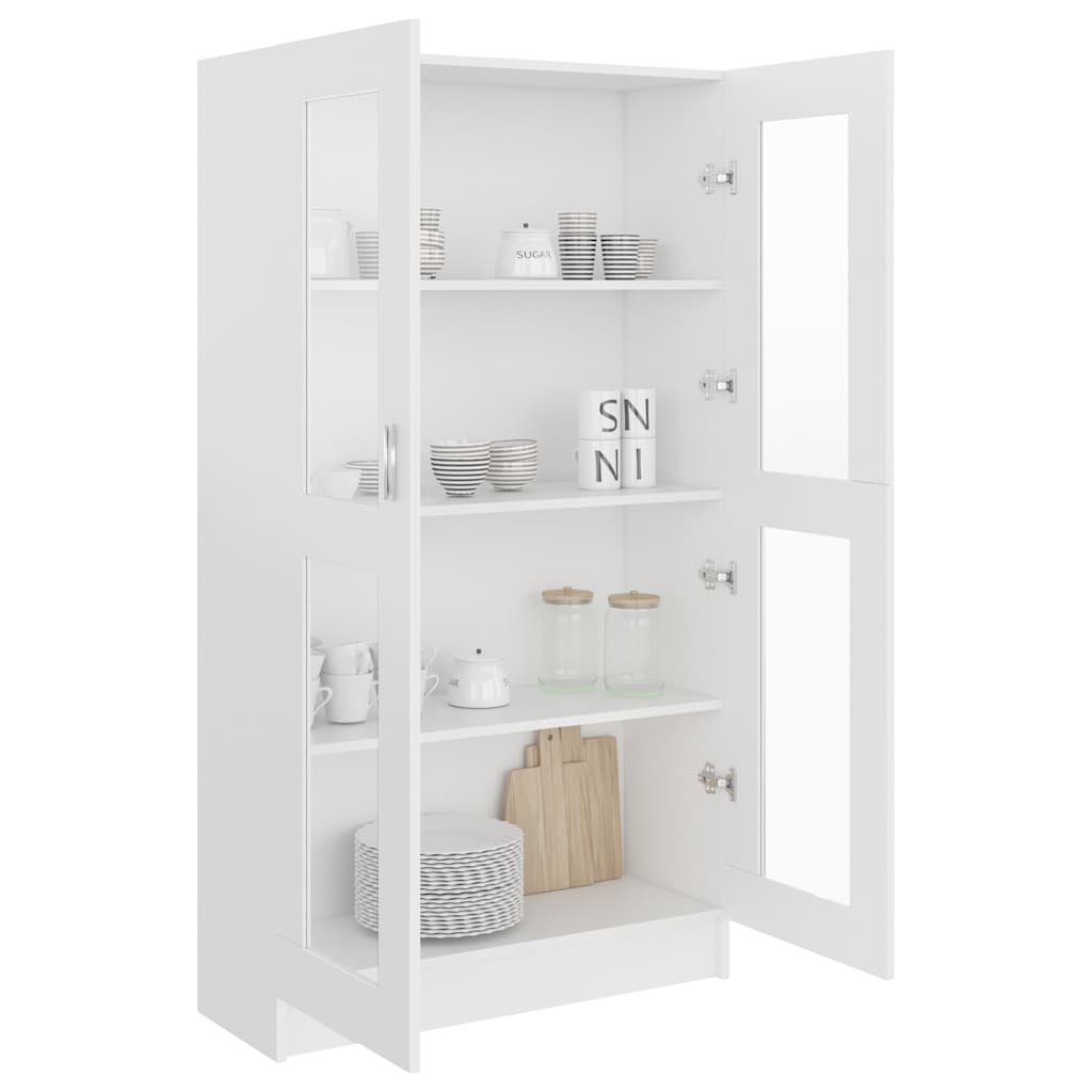 vidaXL Witryna, biała, 82,5x30,5x150 cm, materiał drewnopochodny