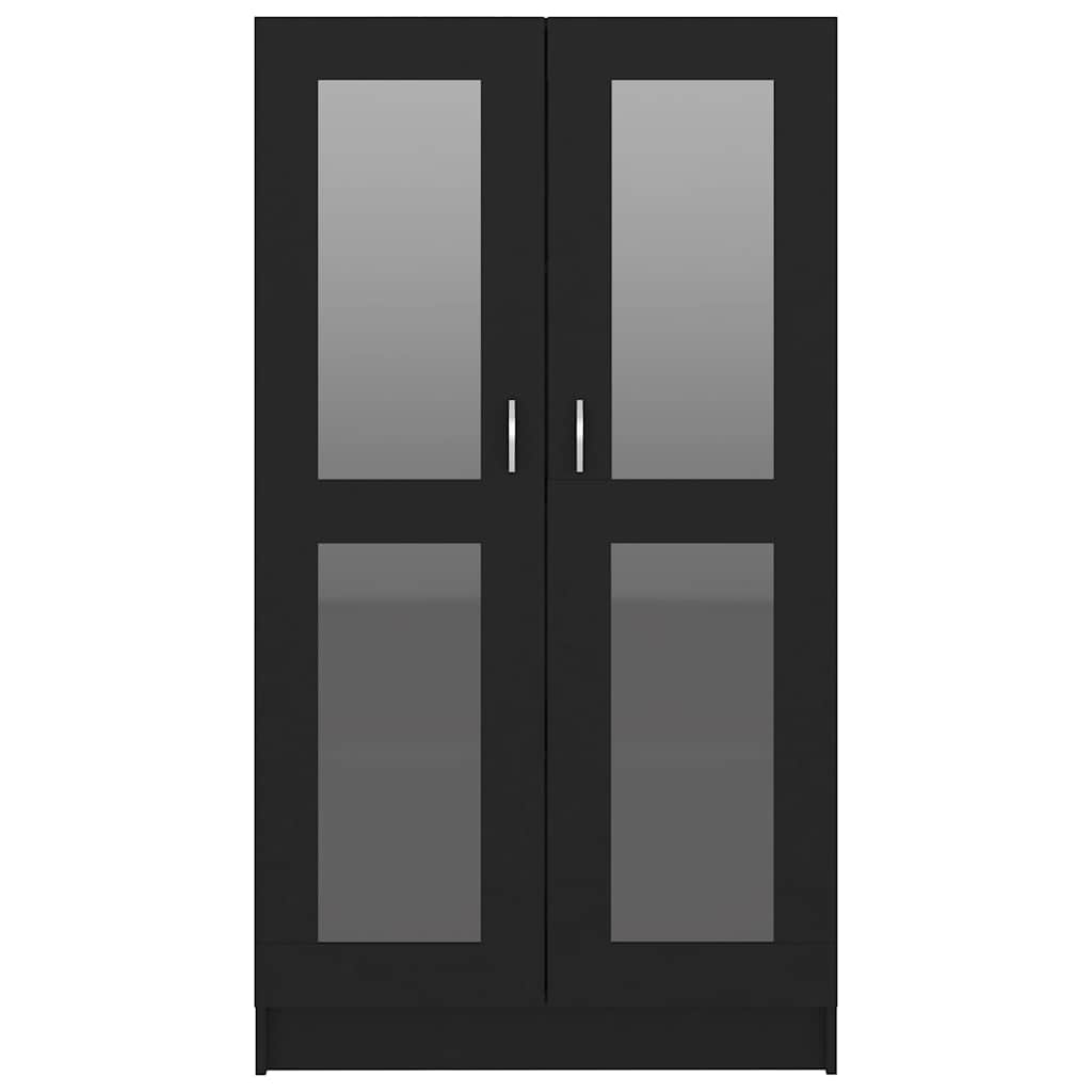 vidaXL Witryna, czarna, 82,5x30,5x150 cm, materiał drewnopochodny