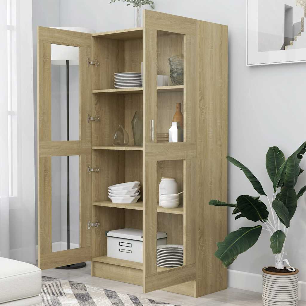 vidaXL Witryna, dąb sonoma, 82,5x30,5x150 cm, materiał drewnopochodny