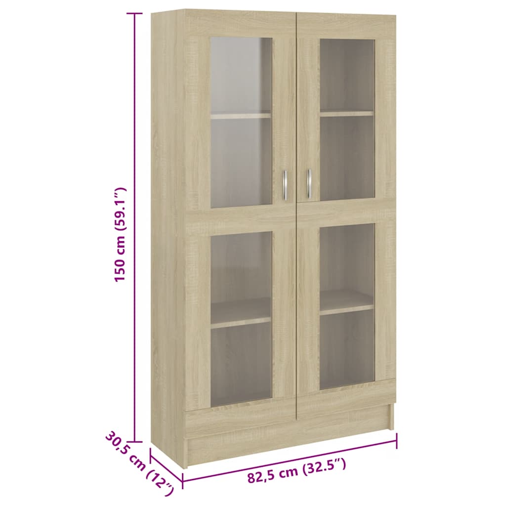 vidaXL Witryna, dąb sonoma, 82,5x30,5x150 cm, materiał drewnopochodny