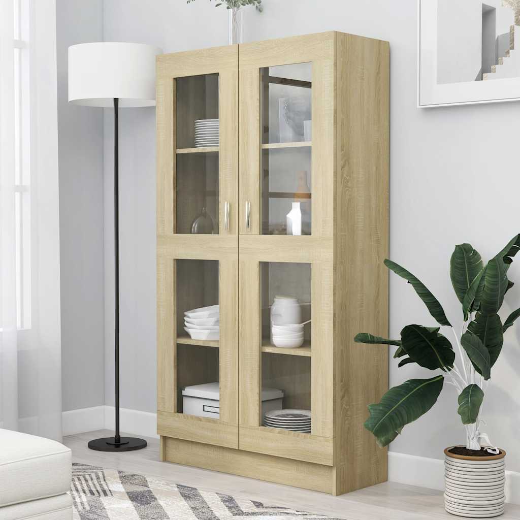 vidaXL Witryna, dąb sonoma, 82,5x30,5x150 cm, materiał drewnopochodny