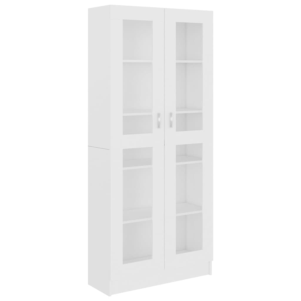 vidaXL Witryna, biała, 82,5x30,5x185 cm, materiał drewnopochodny