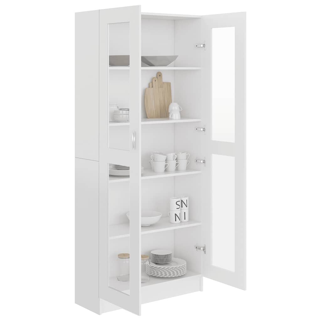 vidaXL Witryna, biała, 82,5x30,5x185 cm, materiał drewnopochodny