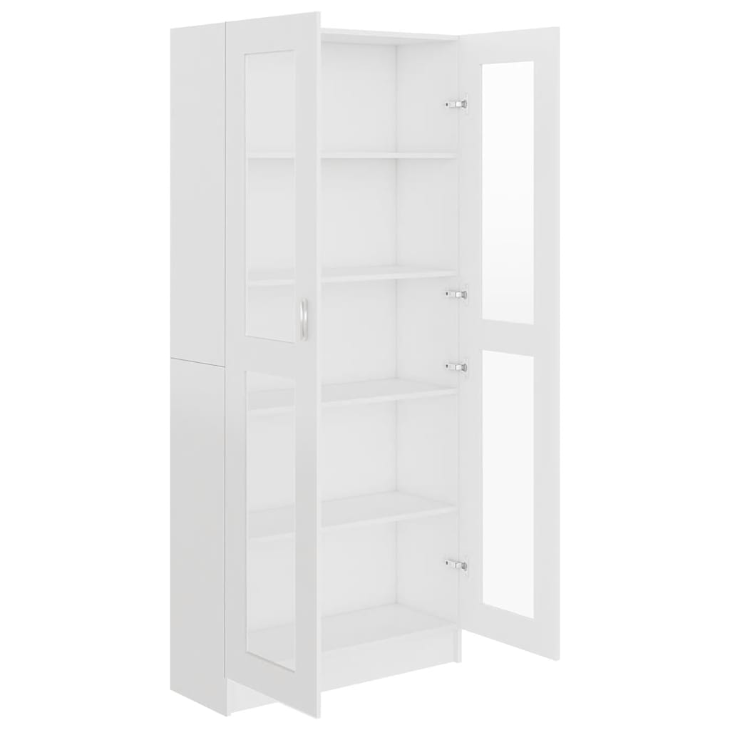 vidaXL Witryna, biała, 82,5x30,5x185 cm, materiał drewnopochodny
