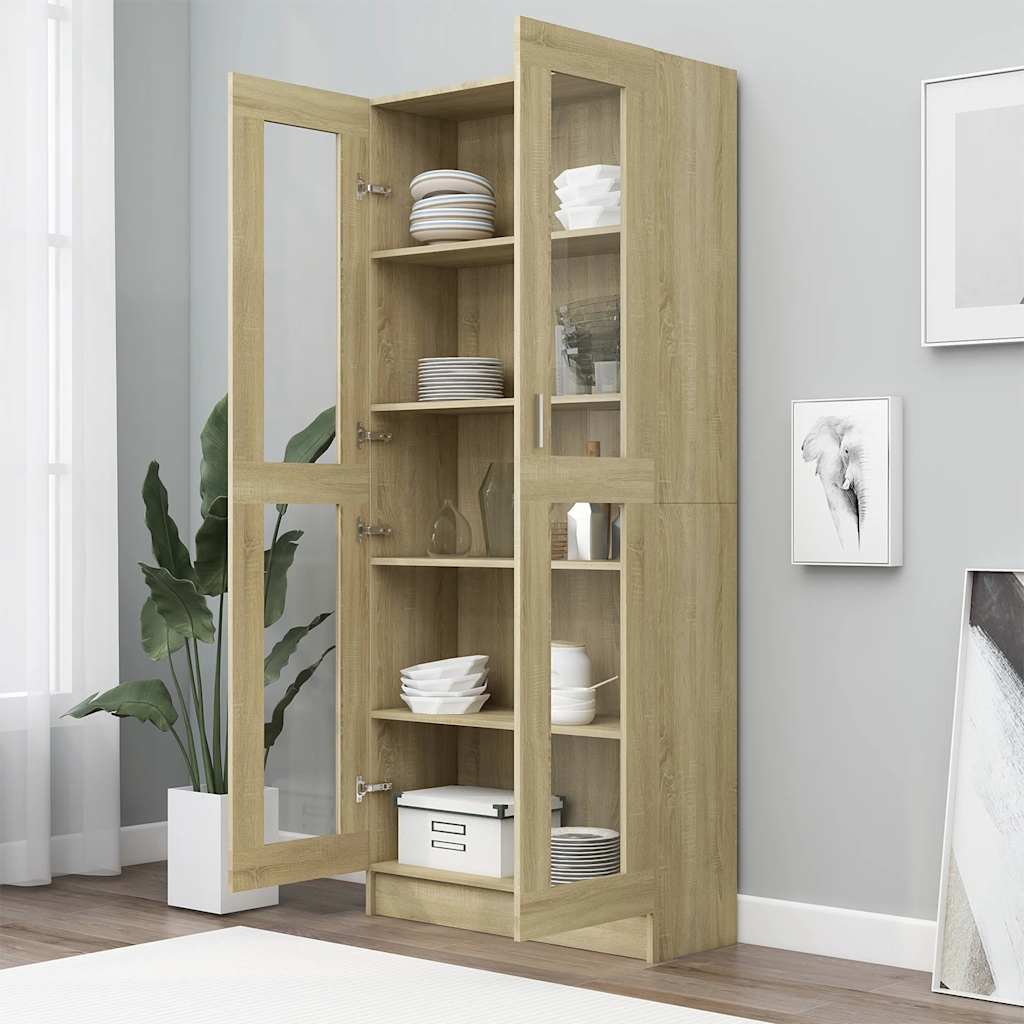 vidaXL Witryna, dąb sonoma 82,5x30,5x185 cm, materiał drewnopochodny