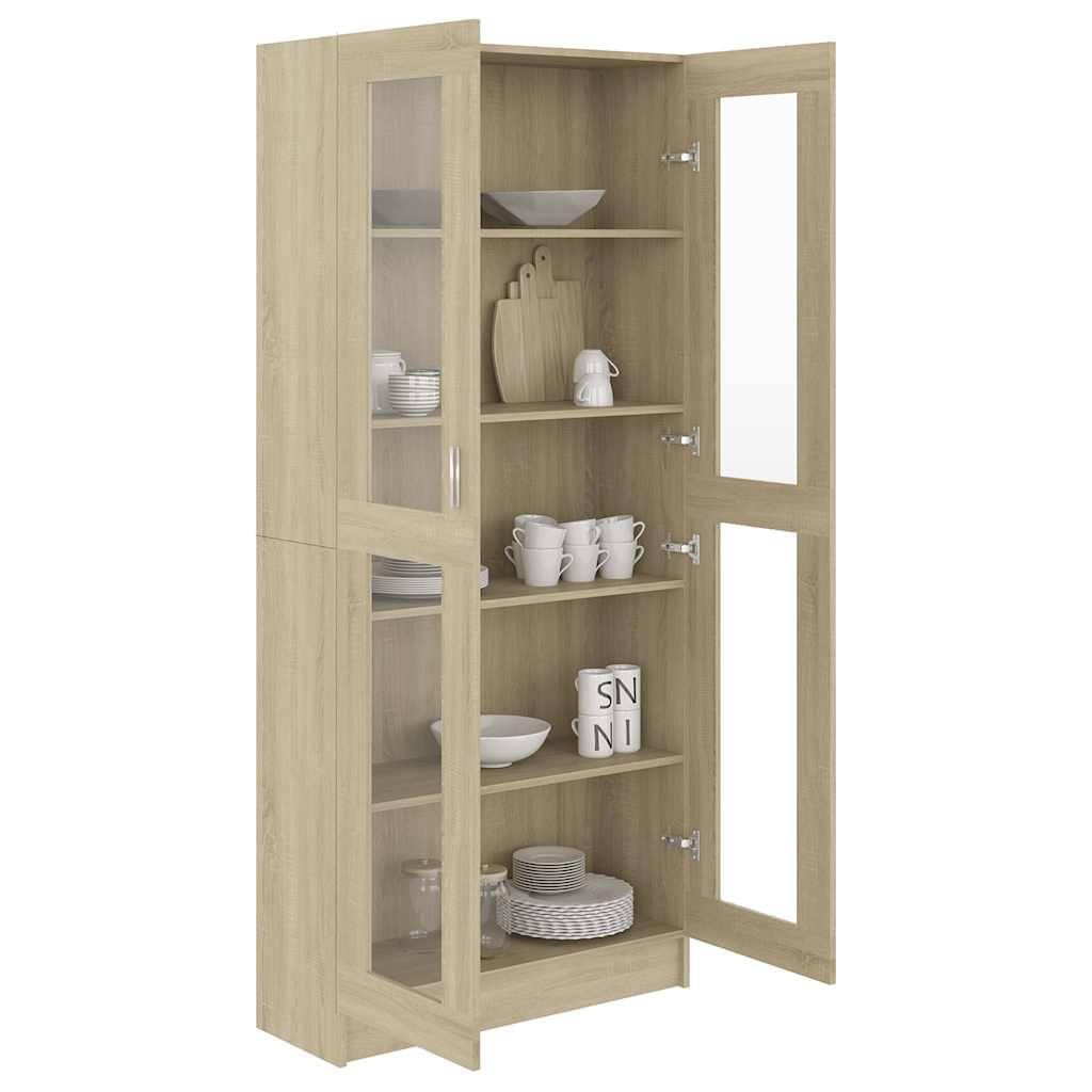 vidaXL Witryna, dąb sonoma 82,5x30,5x185 cm, materiał drewnopochodny