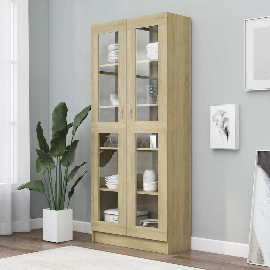 vidaXL Witryna, dąb sonoma 82,5x30,5x185 cm, materiał drewnopochodny