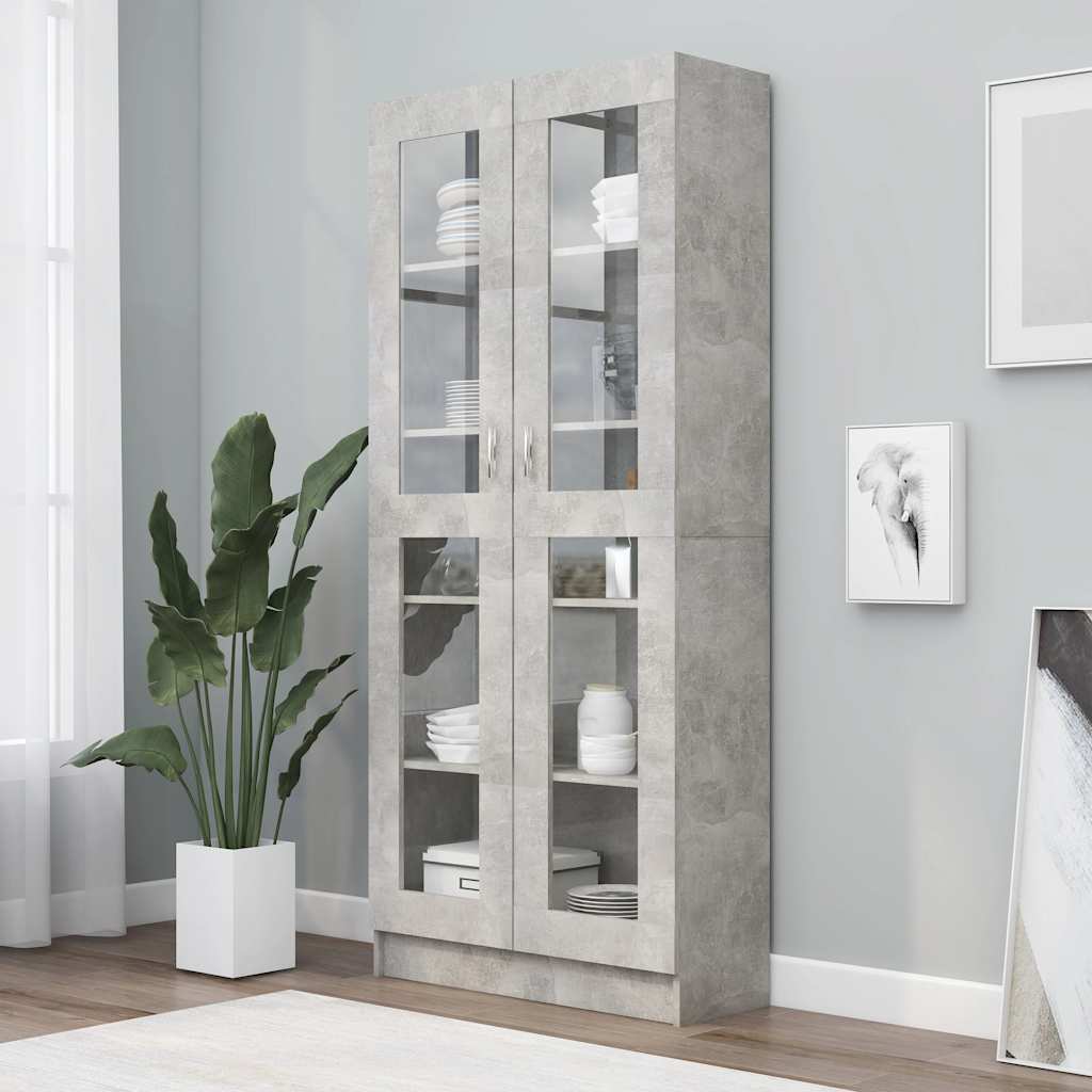 vidaXL Witryna, szarość betonu, 82,5x30,5x185,5 cm