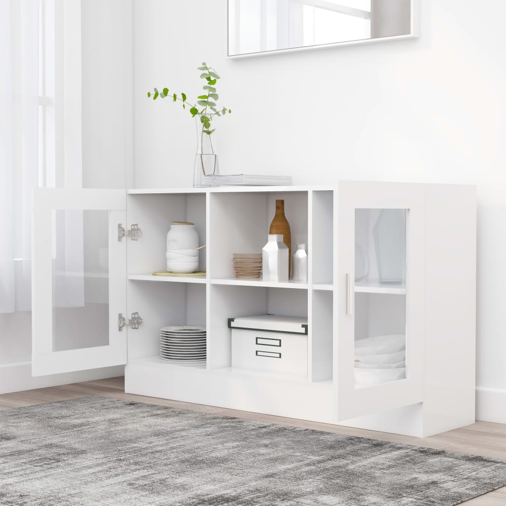 vidaXL Witryna, biała, 120 x 30,5 x 70 cm, płyta wiórowa