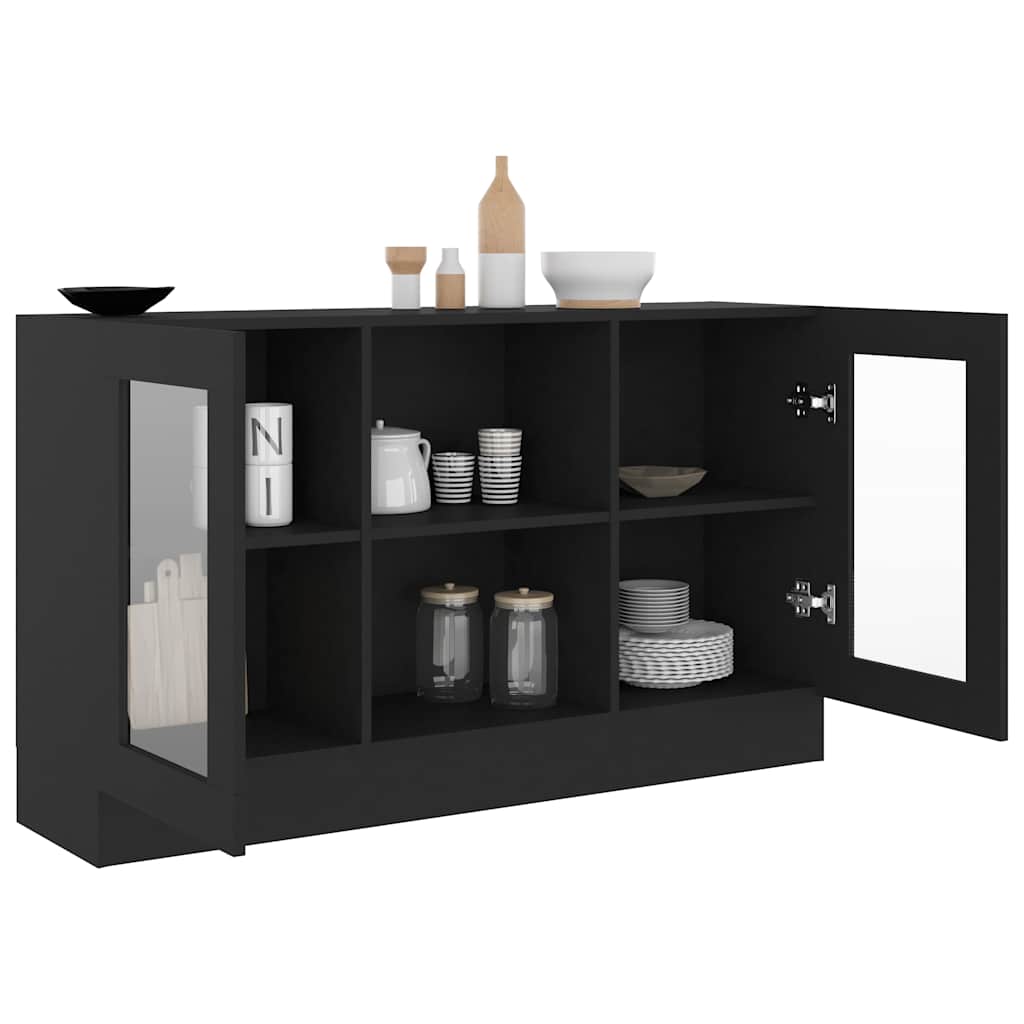 vidaXL Witryna, czarna, 120x30,5x70 cm, materiał drewnopochodny