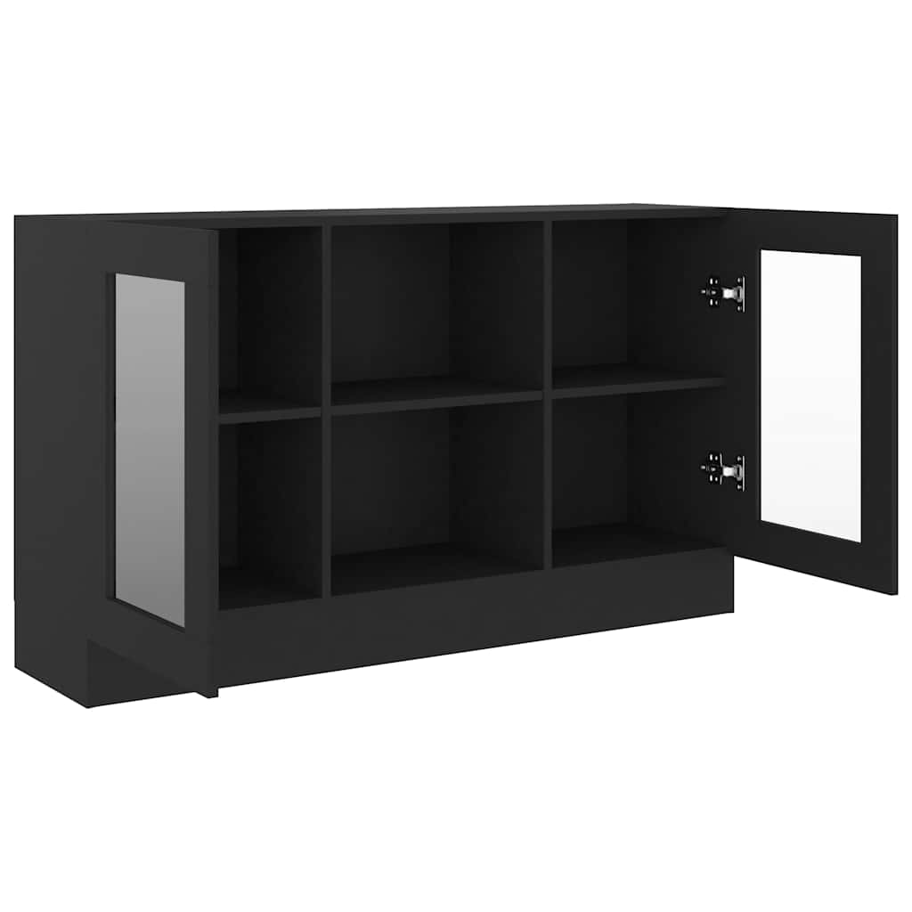 vidaXL Witryna, czarna, 120x30,5x70 cm, materiał drewnopochodny