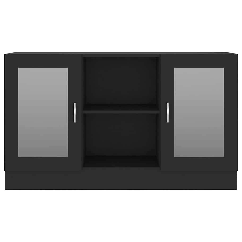 vidaXL Witryna, czarna, 120x30,5x70 cm, materiał drewnopochodny