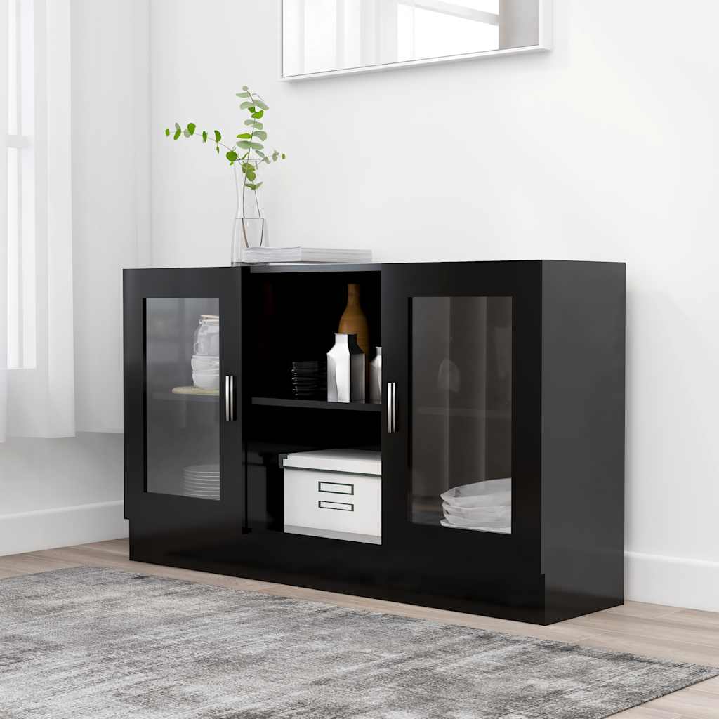 vidaXL Witryna, czarna, 120x30,5x70 cm, materiał drewnopochodny
