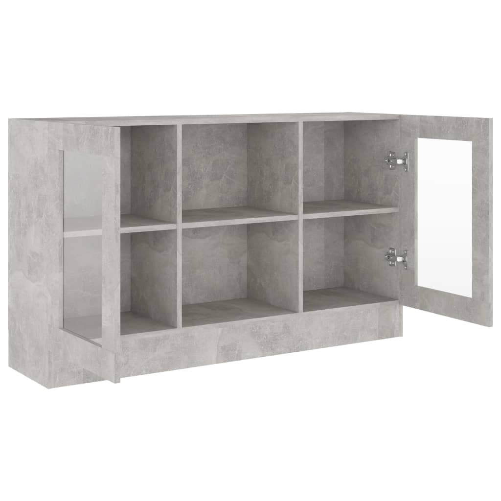 vidaXL Witryna, szarość betonu 120x30,5x70 cm, materiał drewnopochodny