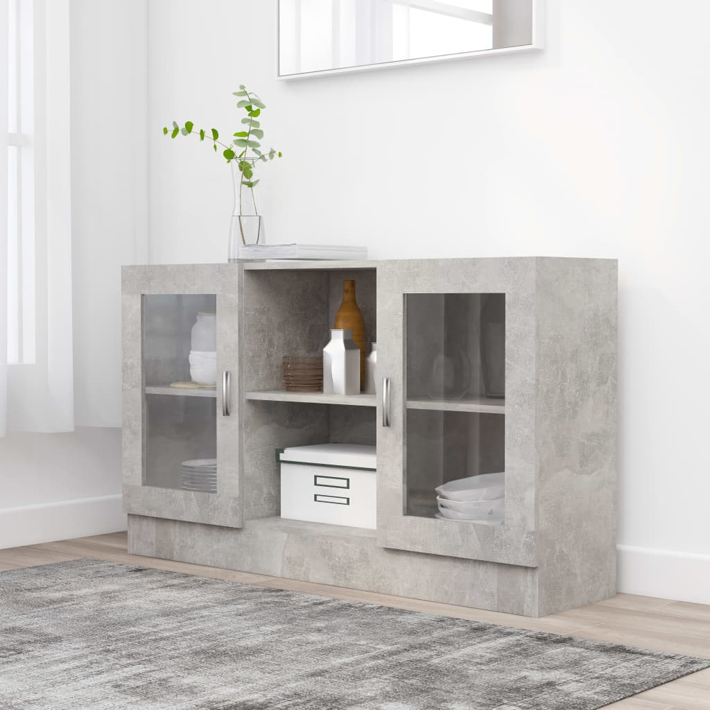 vidaXL Witryna, szarość betonu 120x30,5x70 cm, materiał drewnopochodny