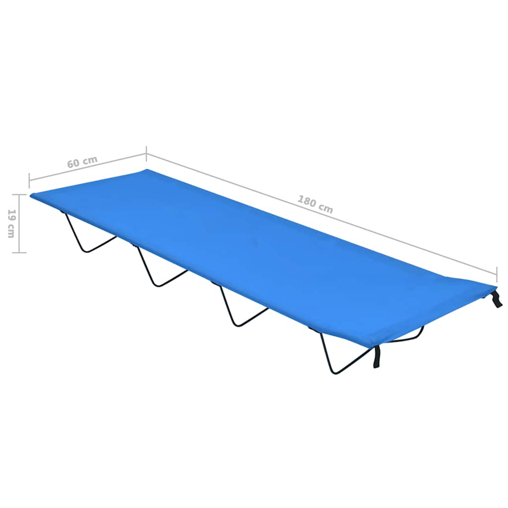 vidaXL Łóżko polowe, 180x60x19 cm, tkanina Oxford i stal, niebieskie