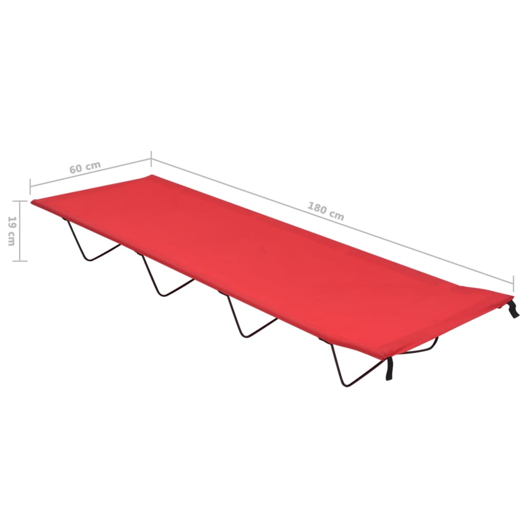 vidaXL Łóżko polowe, 180x60x19 cm, tkanina Oxford i stal, czerwone