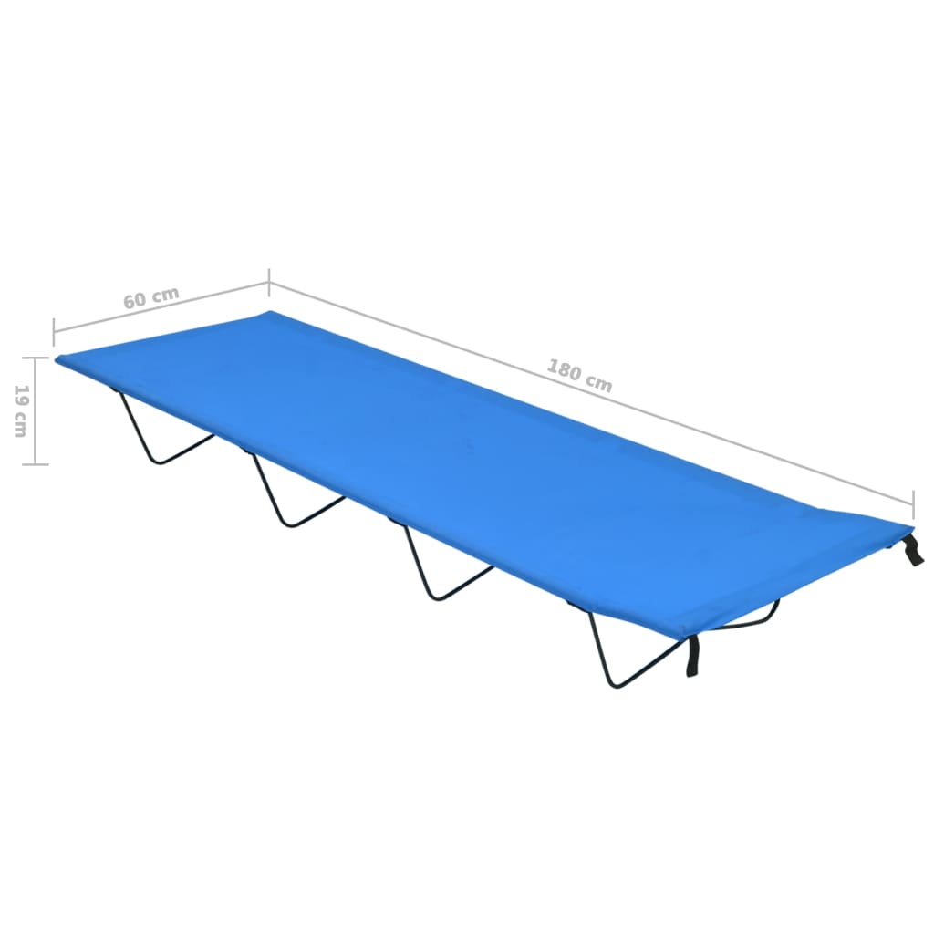 vidaXL Łóżka polowe, 2 szt. 180x60x19 cm, tkanina i stal, niebieskie
