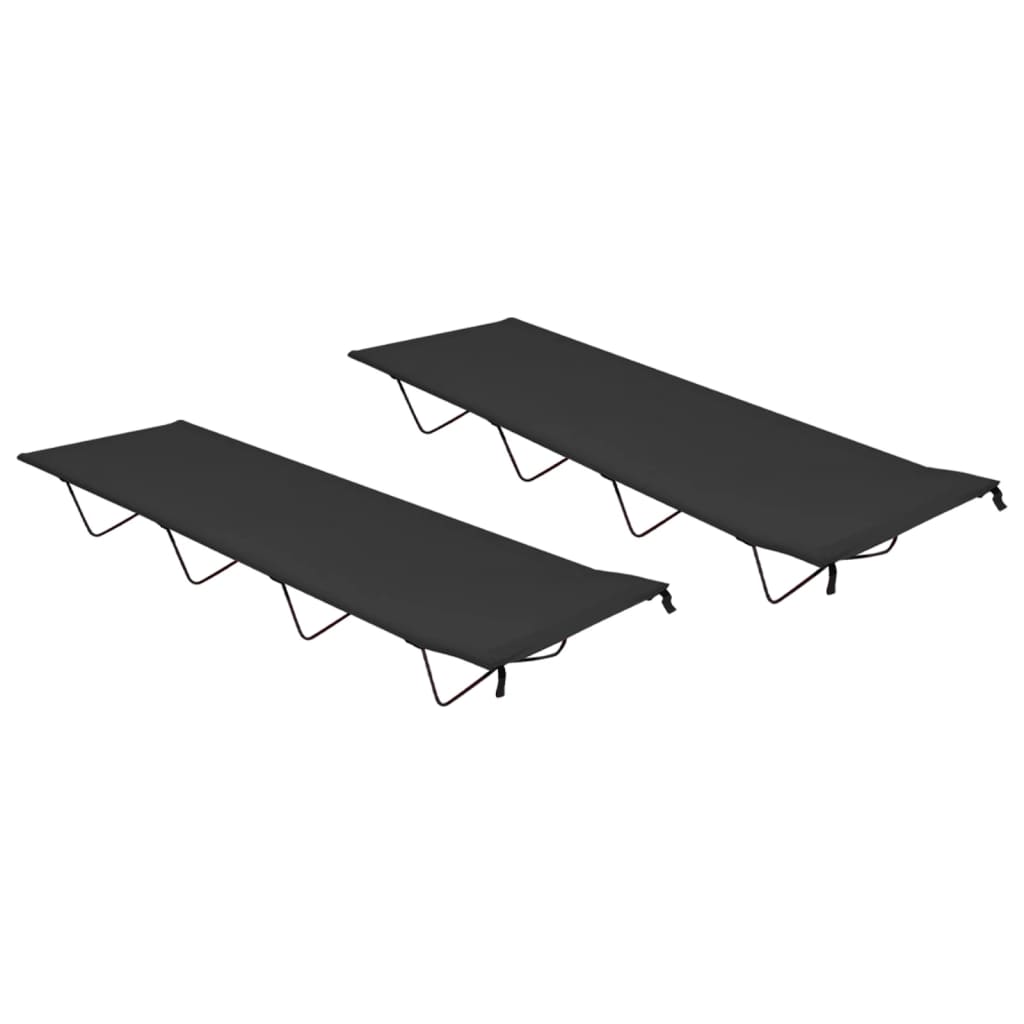 vidaXL Łóżka polowe, 2 szt., 180x60x19 cm, tkanina i stal, czarne