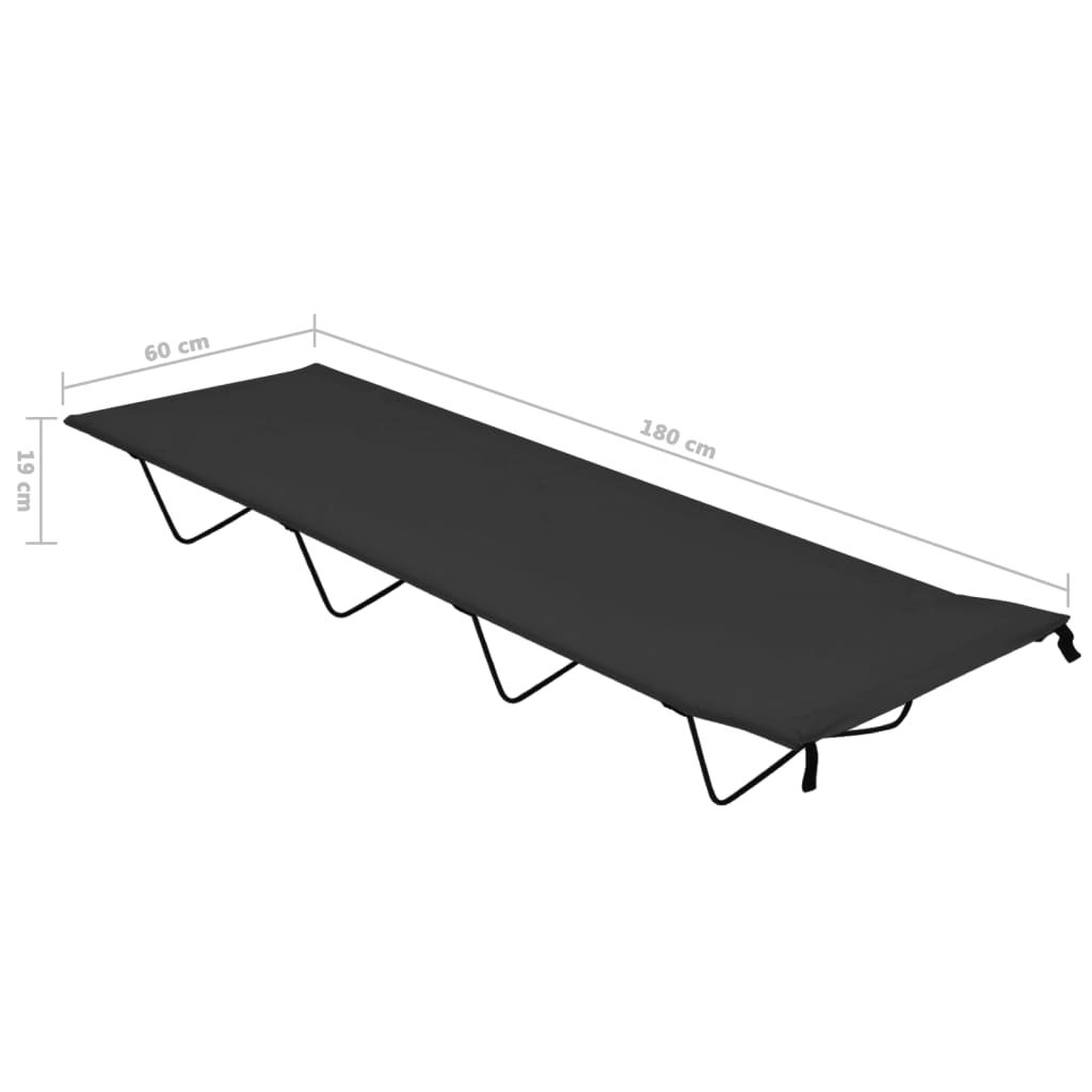 vidaXL Łóżka polowe, 2 szt., 180x60x19 cm, tkanina i stal, czarne