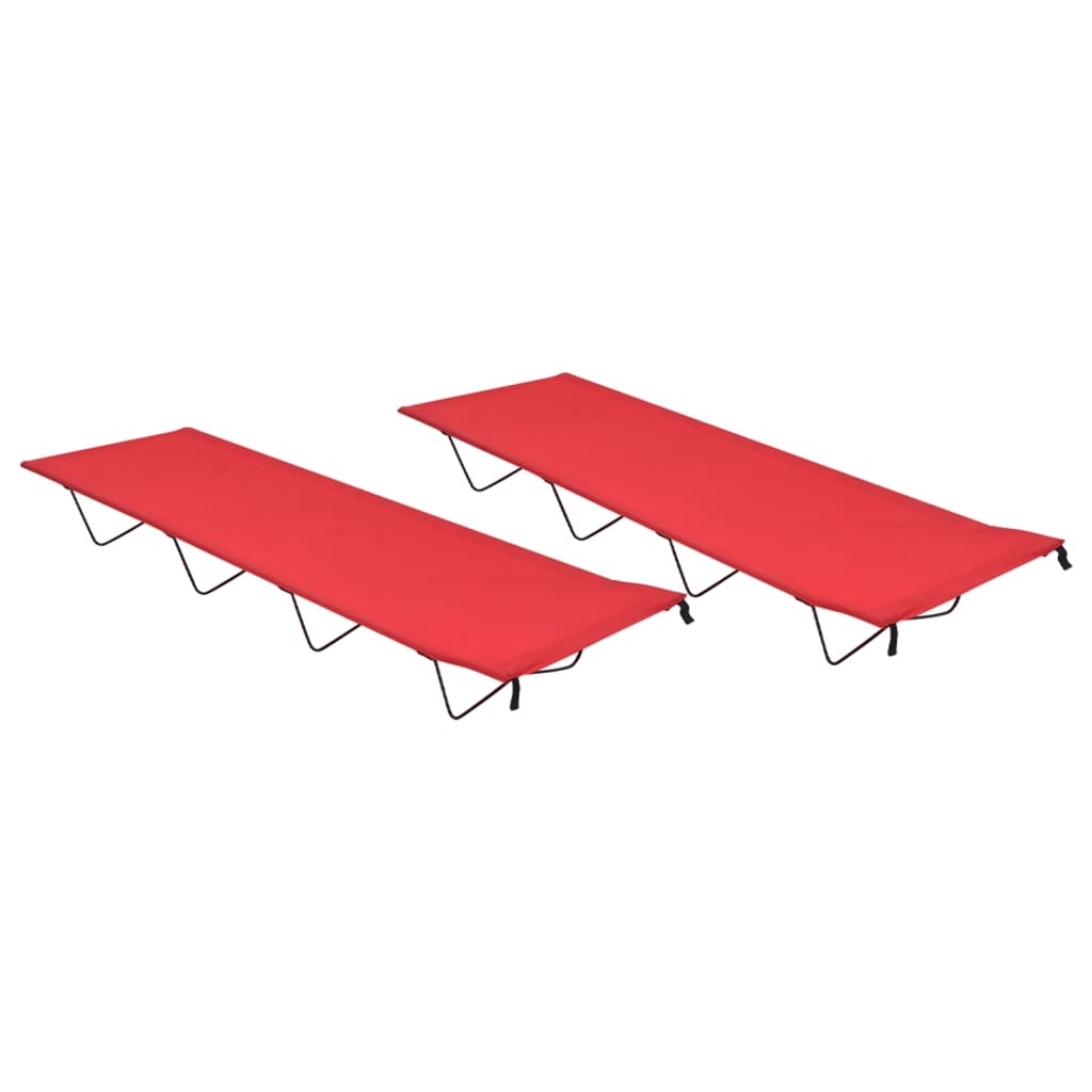 vidaXL Łóżka polowe, 2 szt., 180x60x19 cm, tkanina i stal, czerwone