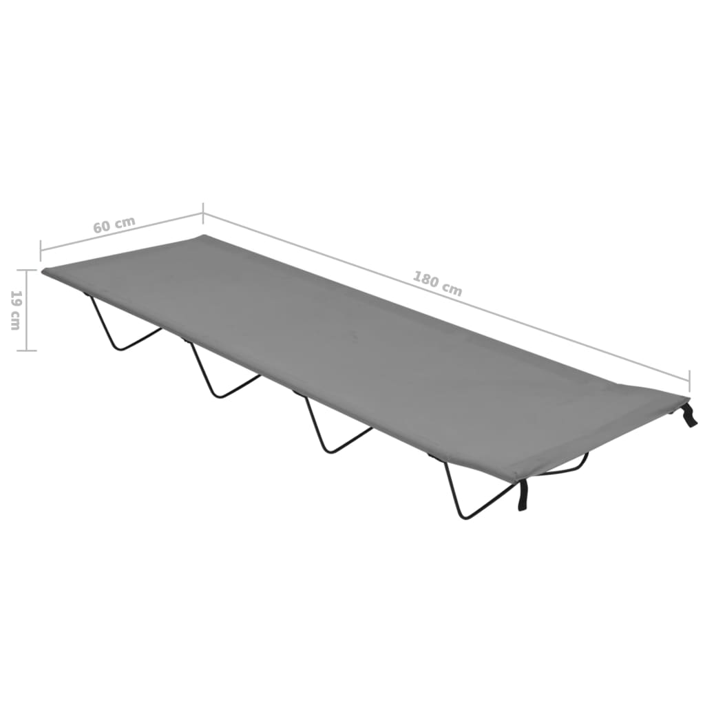 vidaXL Łóżka polowe, 2 szt., 180x60x19 cm, tkanina i stal, szare