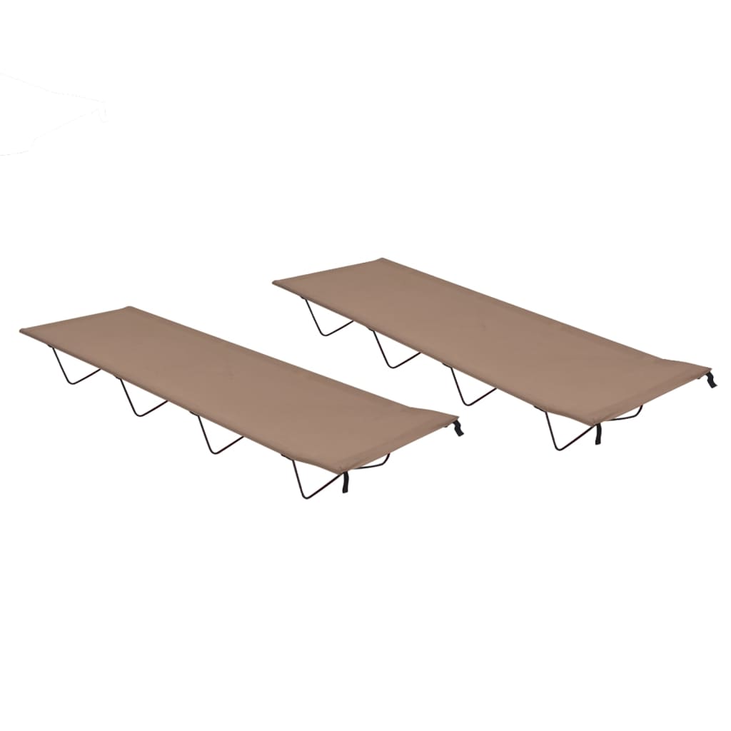 vidaXL Łóżka polowe, 2 szt., 180x60x19 cm, tkanina i stal, kolor taupe