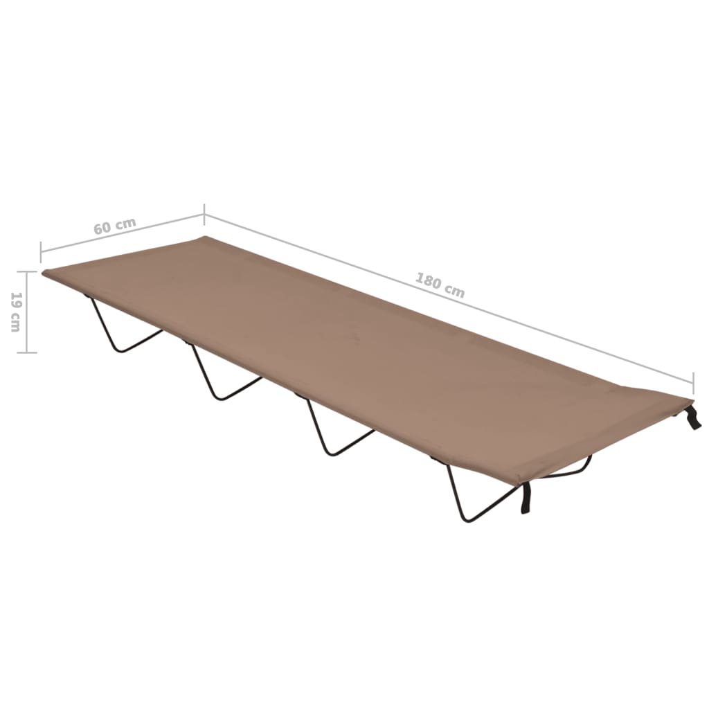 vidaXL Łóżka polowe, 2 szt., 180x60x19 cm, tkanina i stal, kolor taupe
