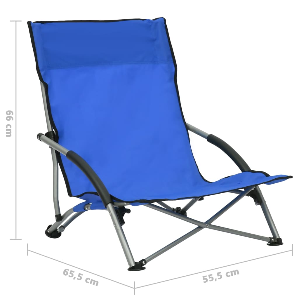 vidaXL Składane krzesła plażowe, 2 szt., niebieskie, obite tkaniną