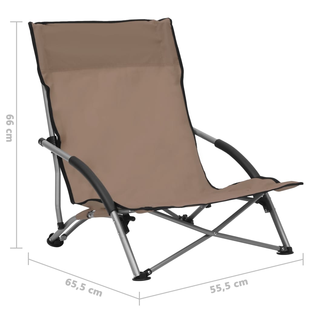vidaXL Składane krzesła plażowe, 2 szt., kolor taupe, obite tkaniną
